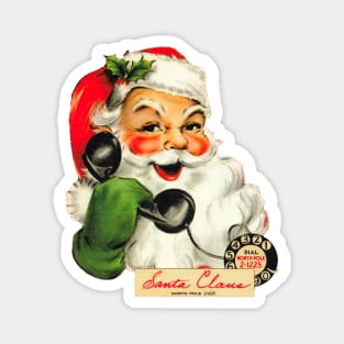 Vintage Santa on the Telephone - Retro Christmas Magnet