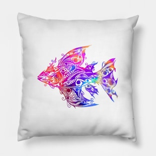 Colorful Tribal Fish Tattoo Pillow