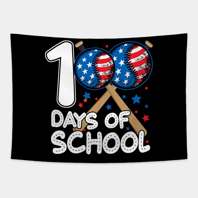 100 Days of School Baseball Lovers Student Teacher Men Women Tapestry by Gendon Design