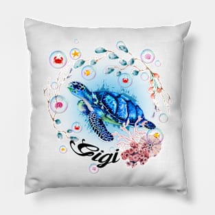 Vintage Gigi Summer Holiday Ocean Beach Vacation Pillow