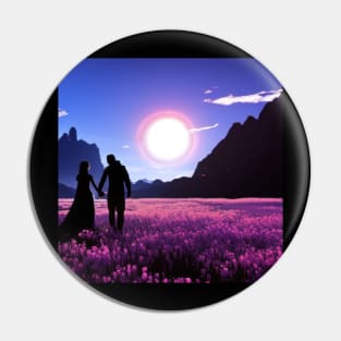 Valentine Wall Art -  Pink Moon Rising - Unique Valentine Fantasy Planet Landsape - Photo print, canvas, artboard print Pin