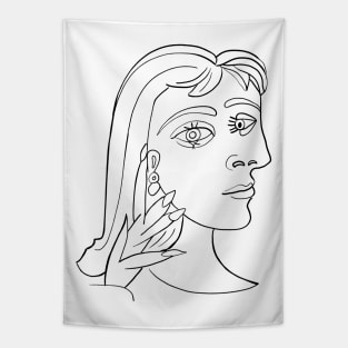 Picasso Woman's head #5 Lineart Tapestry