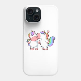 Kawaii unicorn in love Phone Case