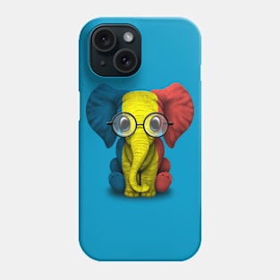 Baby Elephant with Glasses and Romanian Flag Phone Case