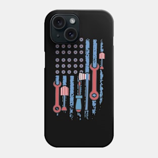 America Flag with working tools laborer happy labor day tee Phone Case