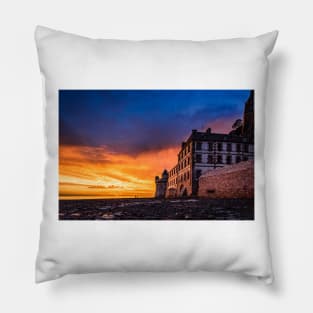 Dramatic sunset on Mont Saint Michel Pillow