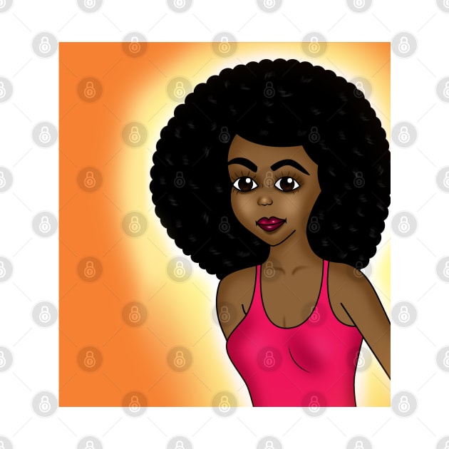 Cute black girl digital art by Spinkly Creations 