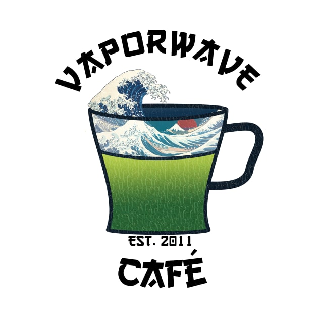 Vaporwave Aesthetic Great Wave Off Kanagawa Cafe Coffee Tea by mycko_design