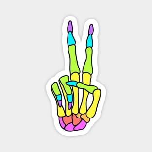 Rainbow Peace Sign Skeleton Hand Magnet