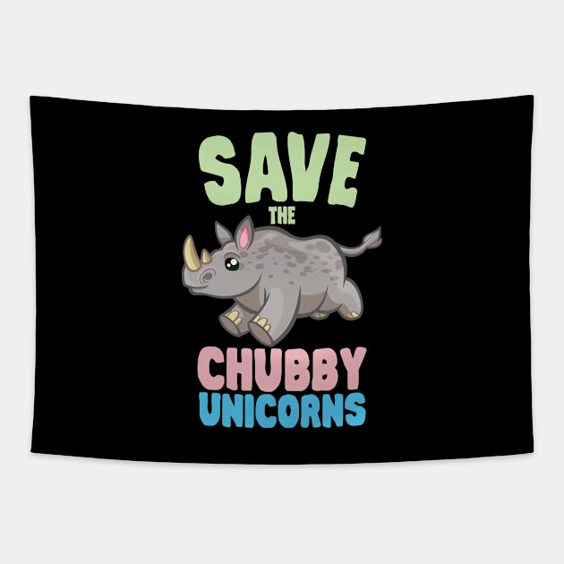 Save The Chubby Unicorns Rhino Rhinoceros Retro Vintage WIldlife Rescue Animal Rights Funny Tapestry by Shirtsurf