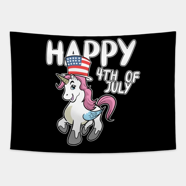 Happy 4th Of July Unicorn Independence Day Tapestry by ModernMode