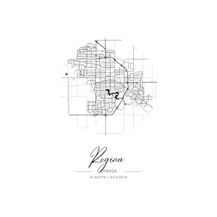 Regina - Canada Black Water City Map T-Shirt