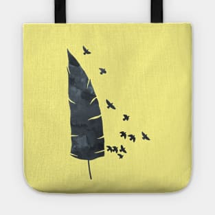 Black Feather And Birds Tote