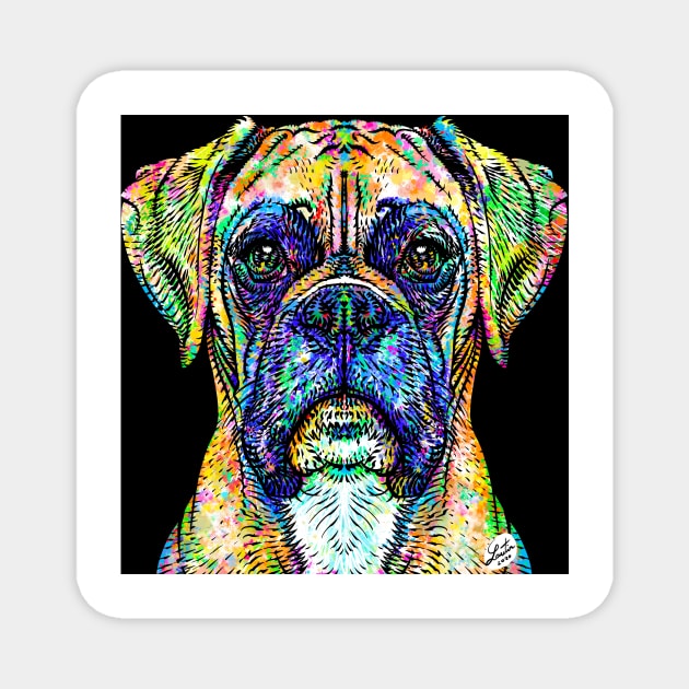 BOXER watercolor and ink portrait Magnet by lautir