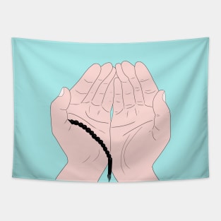 Dua Hands with Tasbih - Islamic Prayer Hands - Islamic Duas Tapestry