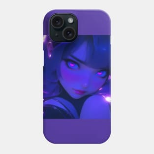 Cute anime girl in purple aesthetic Phone Case