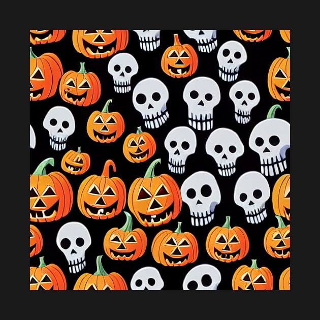 Spooky Halloween cartoon pattern art 9 regular grid by KoolArtDistrict