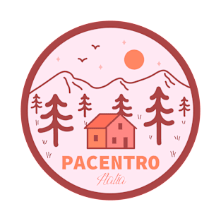 Pacentro Italia minimalist pink landscape badge T-Shirt