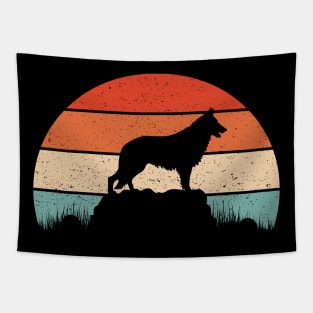 German Shepherd Retro Sunset Tapestry