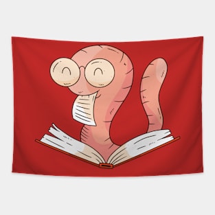 Funny Bookworm Book Reading Cartoon Literature Friends Gift Tapestry