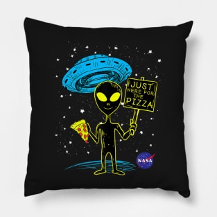 NASA UFO Alien Just Here For The Pizza Graphic Pillow