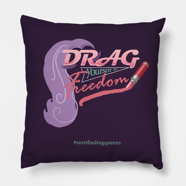 Drag Yourself to Freedom (now with wig) Pillow by ElephantShoe