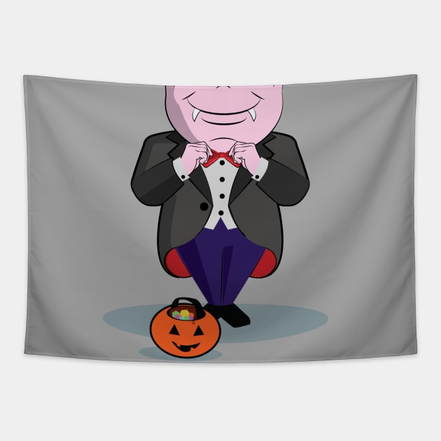 Cute Kid's - The Boo Crew - Cartoon Monsters - Trick or Treat - Handsome Vlad Tapestry by Vector Deluxe