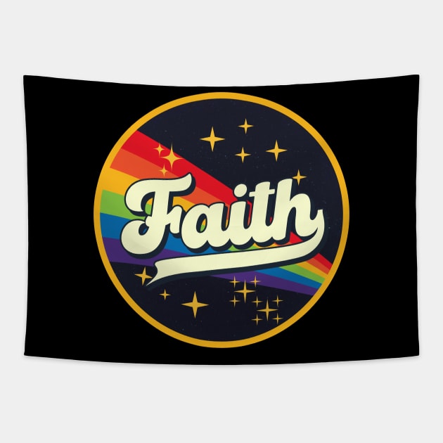 Faith // Rainbow In Space Vintage Style Tapestry by LMW Art