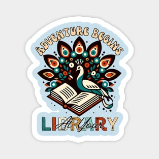 Adventure Begins At Your Library Summer Reading 2024 Peacock Read a Book Magnet