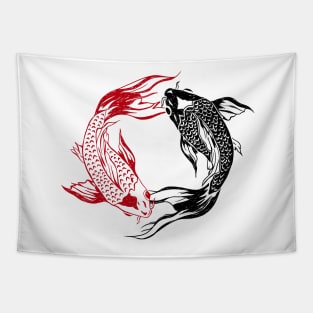 Two Koi Fish Japanese yinyang Tapestry