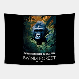 A Pop Art Travel Print of Bwindi Impenetrable National Park - Uganda Tapestry