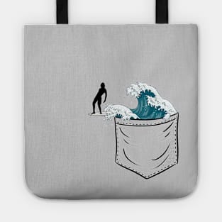 Japanese Wave in Pocket | Longboard Surfer Tote