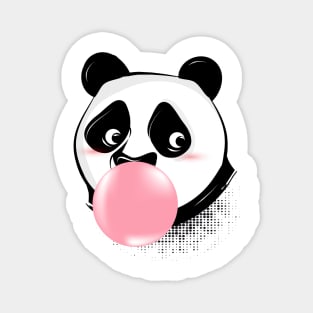 Panda makes bubble gum bubble with pink gum Magnet