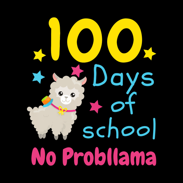 Cute 100 Days of School No Probllama Kids School by Manonee