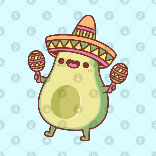 Cute Avocado With Sombrero Hat And Maracas by rustydoodle