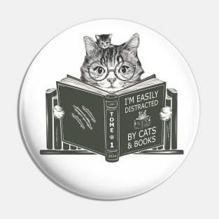 Easily Distracted By Cats And Books Cat And Book Lovers 2024 Pin