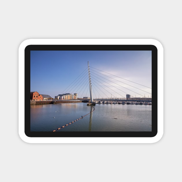 The Sail Bridge, Swansea Marina, Swansea, Wales Magnet by dasantillo