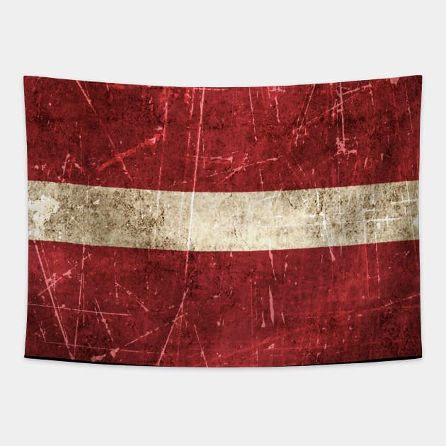 Vintage Aged and Scratched Latvian Flag Tapestry by jeffbartels