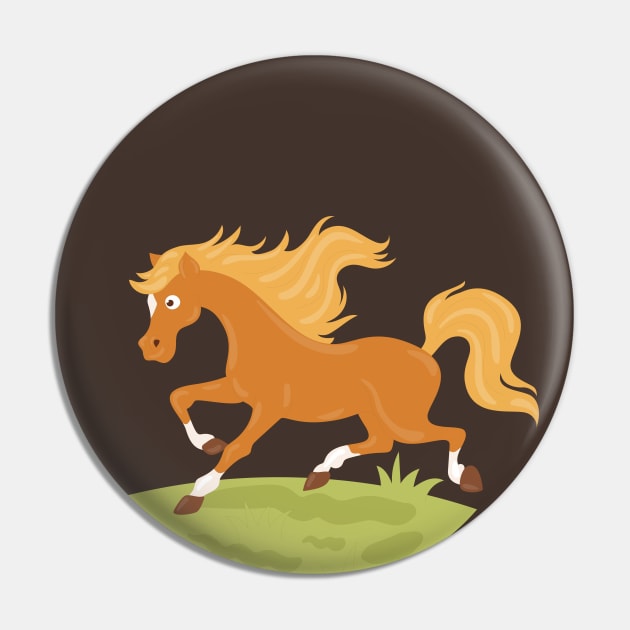 Horse hand Drawn Cartoon Pin by Mako Design 