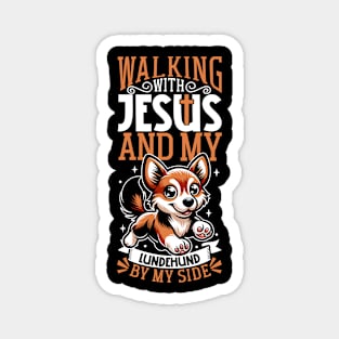 Jesus and dog - Norwegian Lundehund Magnet