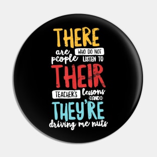 There Their They're T Shirt English Grammar Teacher Distress Pin