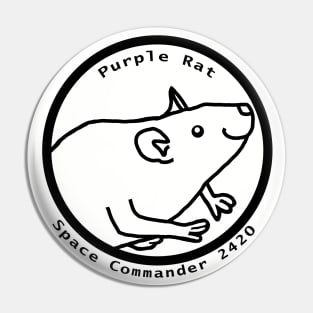 Portrait of Space Commander Purple Rat Outline Pin