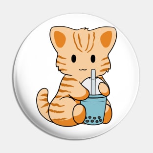 Tabby Cat Bubble Tea Pin