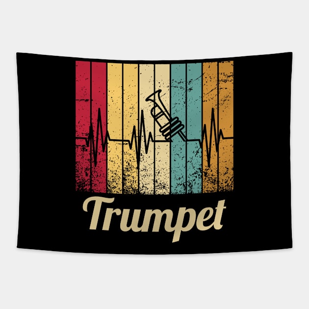 Trumpet Jazz Gift Musical Instrument Vintage Tapestry by AlleyField