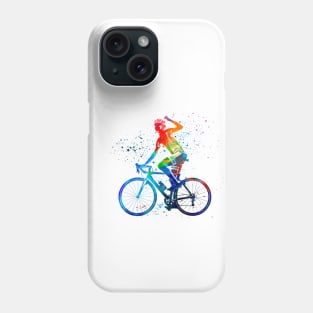 watercolor cycling triathlon Phone Case