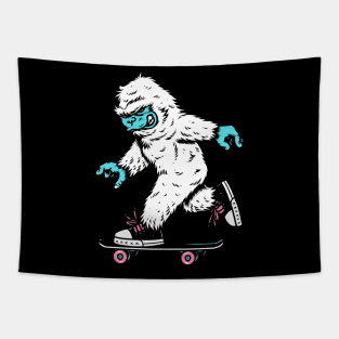 Skateboarding Yeti Tapestry