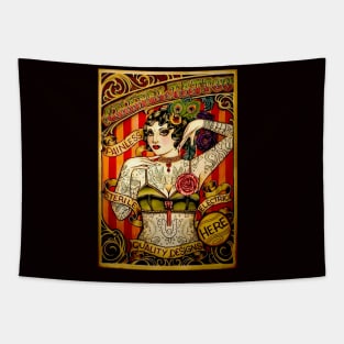 Tattooed Lady Vintage Art Print Tapestry