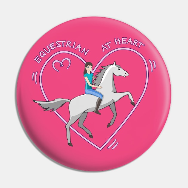 Cute Equestrian at Heart Girl and Horse Love Anime Pin by French Salsa