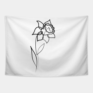 Daffodil Flower Minimal art | One Line Drawing | One Line Art Tapestry