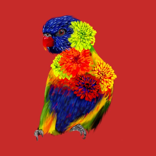 Rainbow Lorikeet + Zinna's by mkeeley